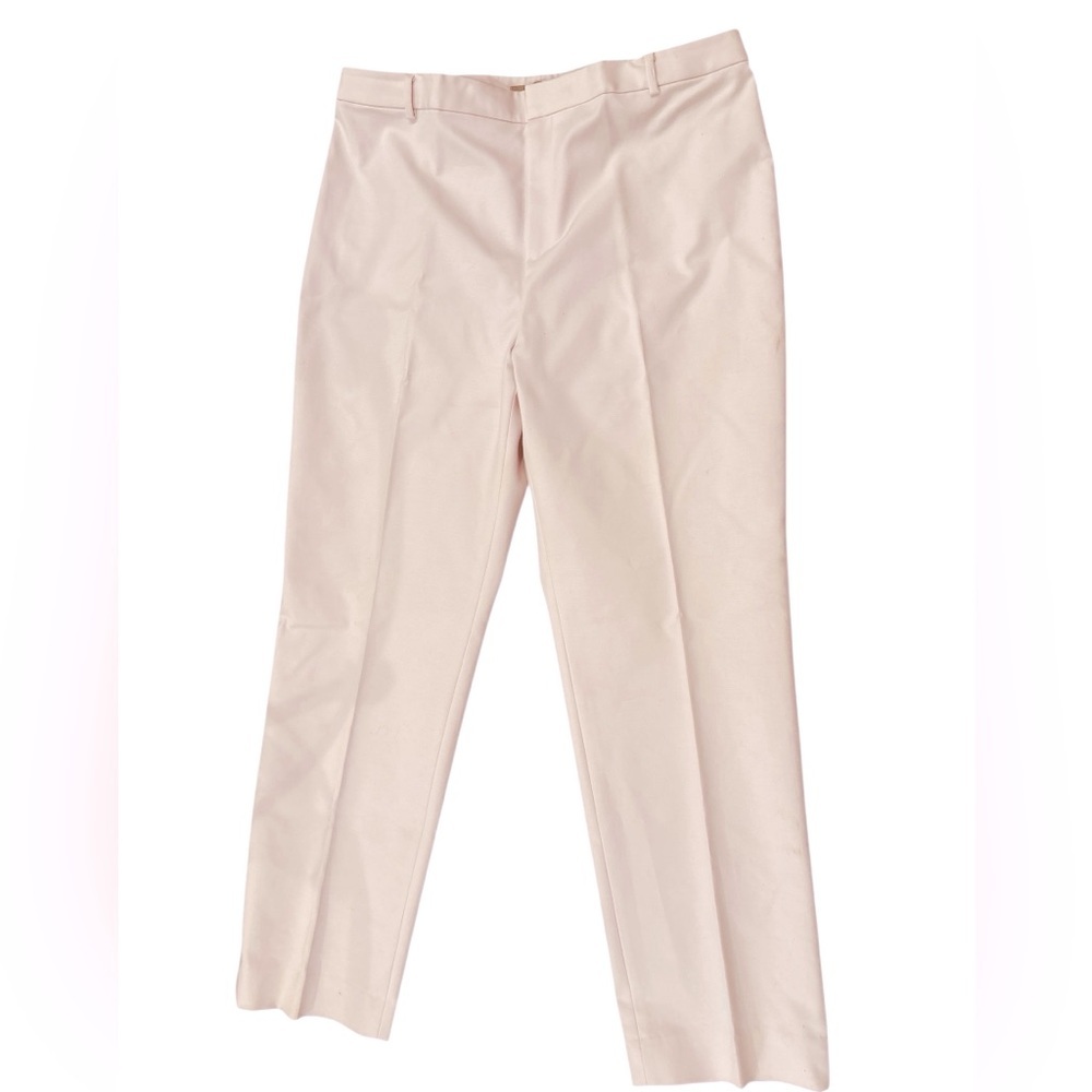 90s ELLEN TRACY PALE PASTEL PINK MID-RISE COTTON BLEND PANT CASUAL PLUS SZ 16 - Picture 2 of 7